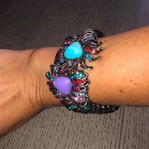 Vintage turquoise & multi gem stone cuff